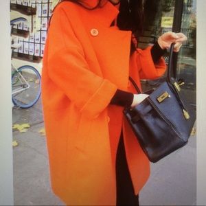 Lapel Double Breasted Pocket Plain Woolen Coat